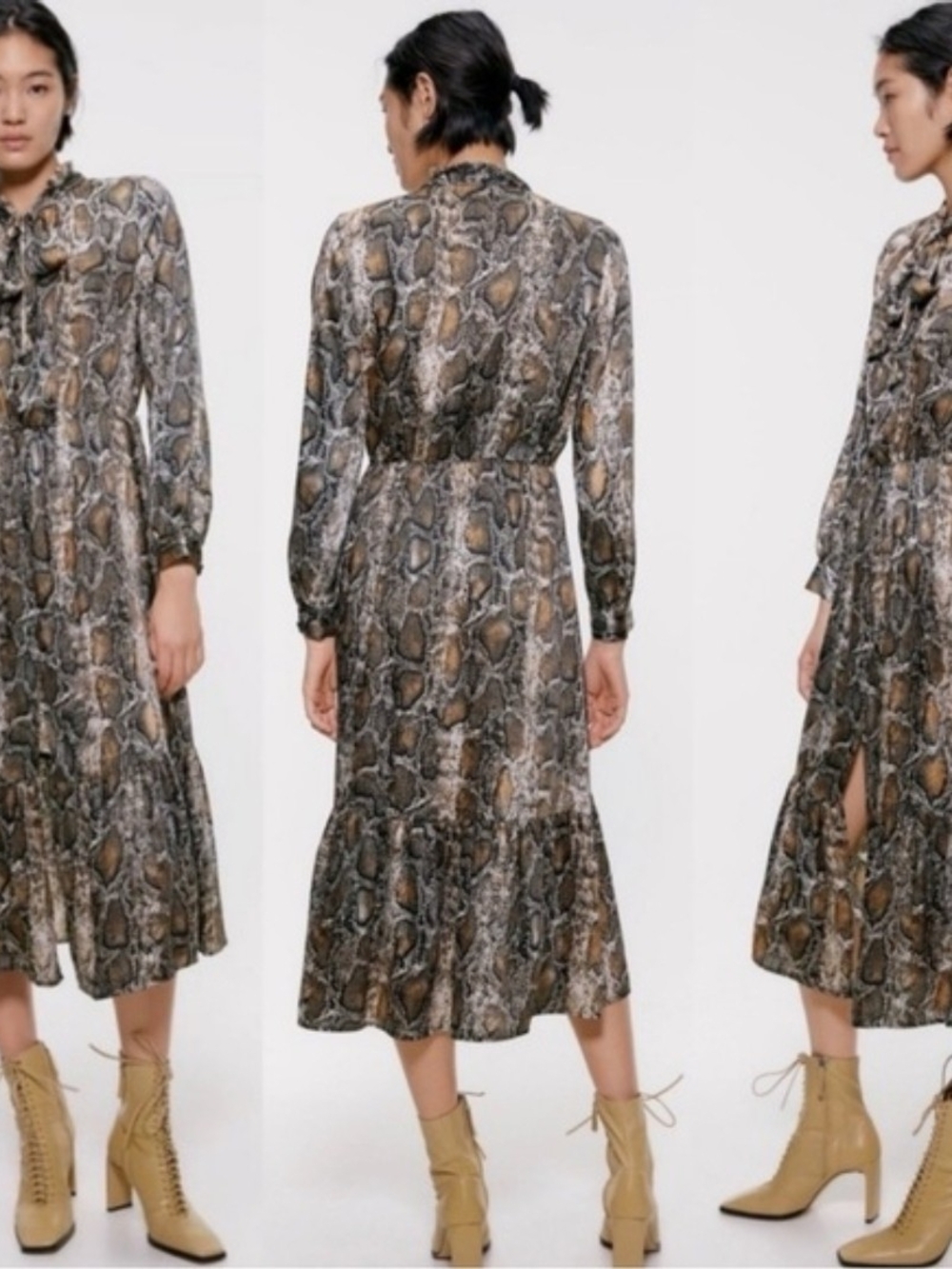 Zara Snake Print Midi Dress XXL